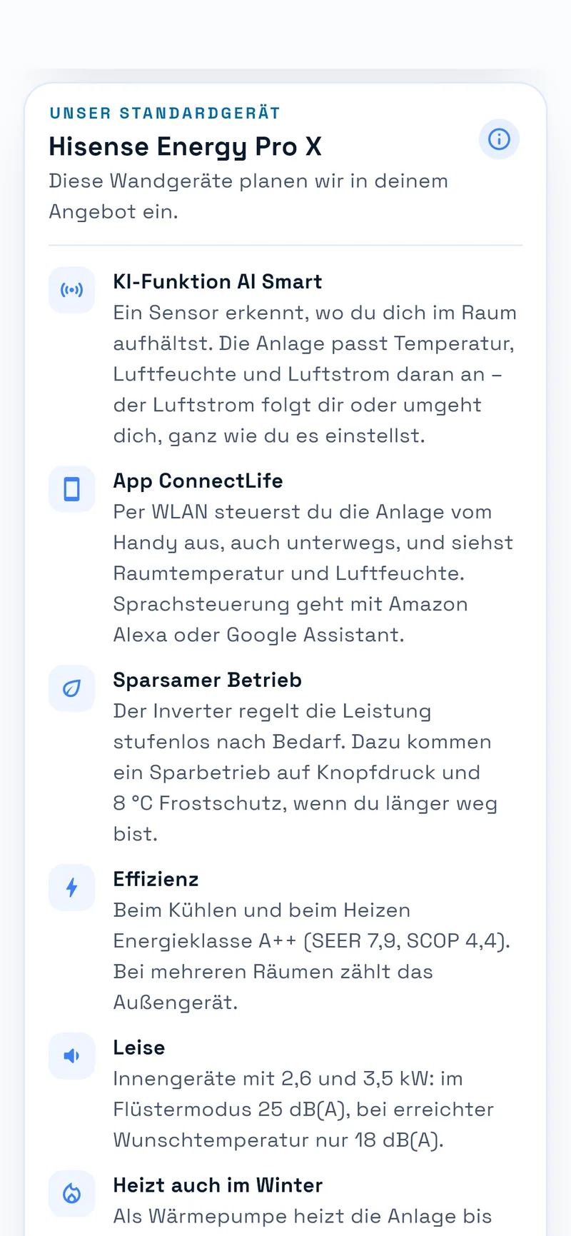 Gerätebeschreibung Hisense Energy Pro X im Klima-Planer