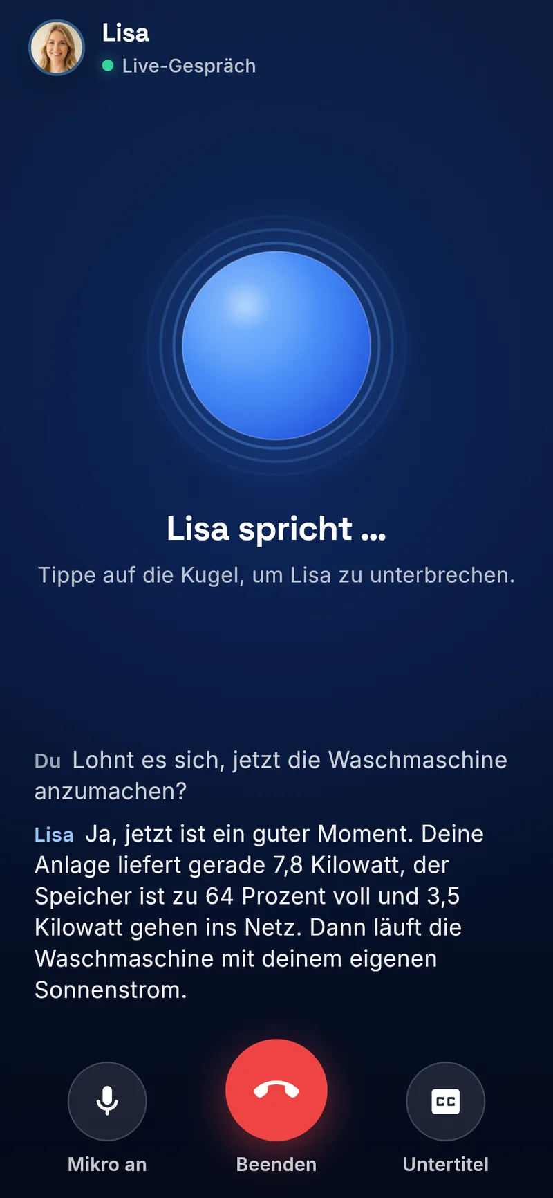 Live-Gespräch mit Lisa in der Autark-App