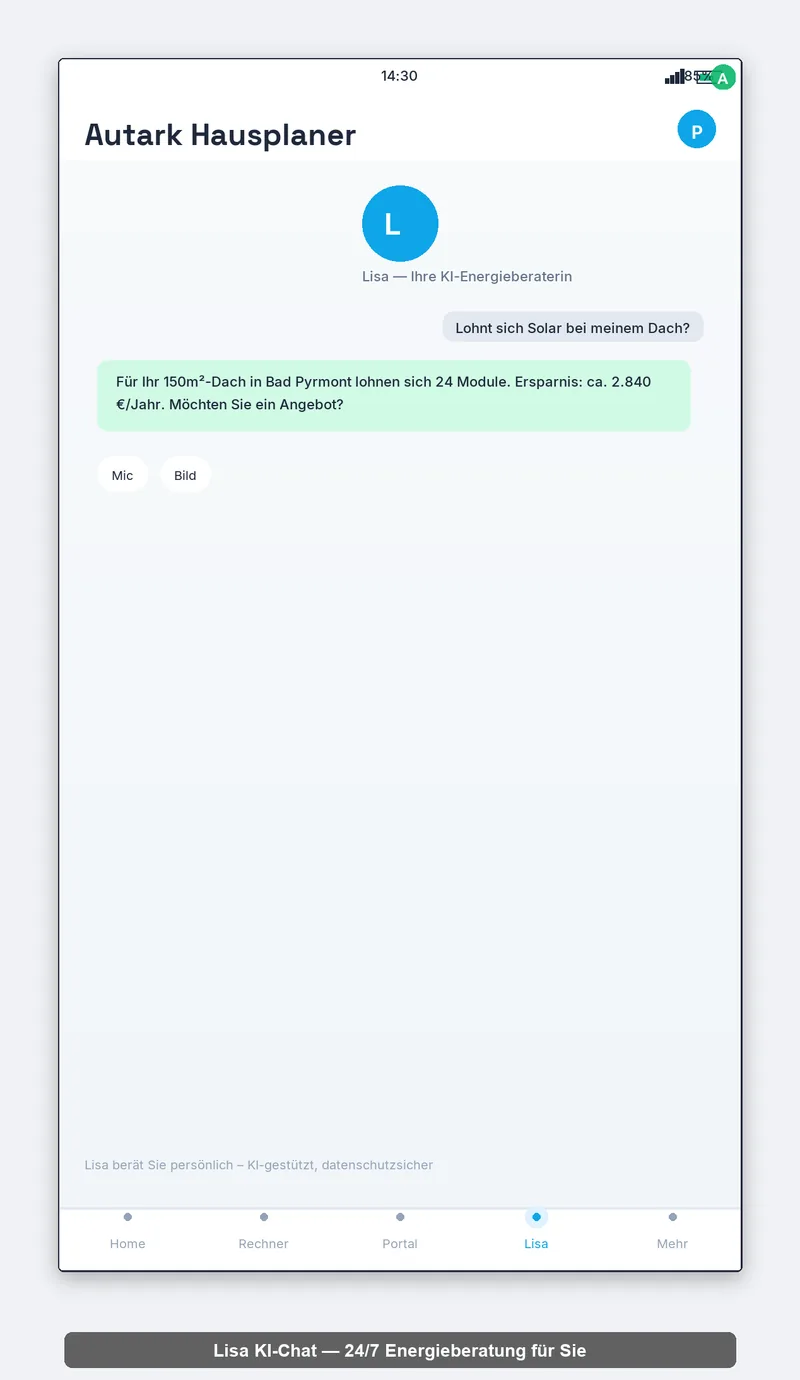 Lisa KI-Energieberaterin &ndash; 24/7 Chat-Beratung in der App