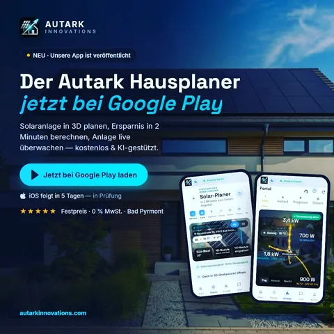 Autark Hausplaner App — jetzt bei Google Play (Beitrag vom 30.08.2026)